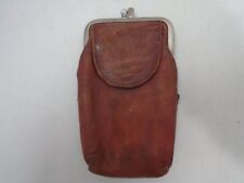 Vintage Brown Genuine Leather Cigarette Case Snap Closure Pouch picture
