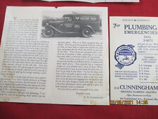1930 NEW ENGLAND - Portland  Me. Plumbing  Truck Add & Mass Receipt  Vintage picture
