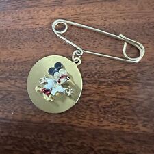 Vintage Walt Disney Productions Mickey Mouse Brooch Safety Pin Gold Tone  picture