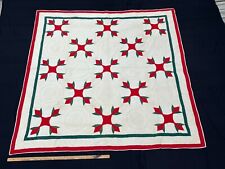 Antique 1880s Tulips Applique Quilt Red Green and White Vintage picture