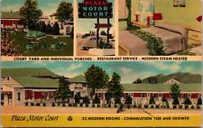 Linen Postcard Multiple Views of Plaza Motor Court in Roanoke, Virginia picture
