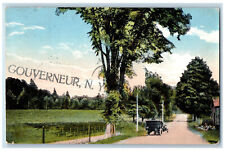 1915 Scene of Car Passing Road in Gouverneur New York NY Antique Postcard picture