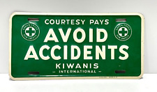 Vintage Kiwanis International avoid accidents license plate cover collectible picture