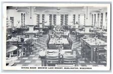 Burlington Wisconsin Postcard Dining Room Brown Lake Resort 1949 Vintage Antique picture
