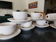 RARE WHITE TEPCO WALLACE CHINA RESTAURANT WARE COFFEE CUPS & SAUCERS HOTEL DINER picture