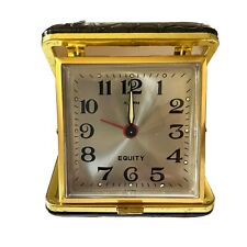 Vintage EQUITY Travel Alarm Clock Fold Up Style in Case Glow in Dark Works picture