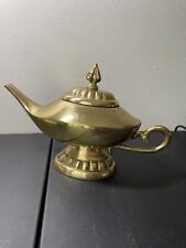 1994 VTG THE BOMBAY CO SOLID BRASS TEAPOT, JENNIE LAMP, ALADDIN LAMP  VERY HEAVY picture
