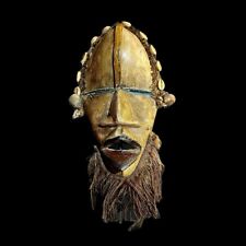 African Face African Tribal Face Hand Carved Dan Tribe Mask cowrie shells-9943 picture