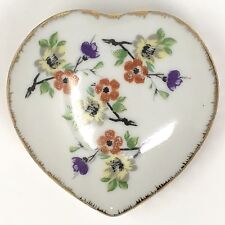 Vtg Enesco Heart Shaped Box Floral Porcelain Trinket Box Japan picture