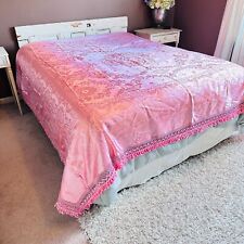 Vtg Damasco S Leuco Queen Bedspread Pink Damask Leucio Bed Cover New old stock picture