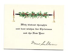 Vtg Christmas Card Centered Holly Berries Candles SIMPLE SWEET 1925 picture