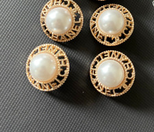 Chanel Vintage Gold Tone and Pearl 24MM Logo BUTTONS Set of 4 picture
