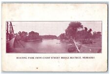 1909 Boating Park From Court Street Bridge Beatrice Nebraska NE Posted Postcard picture