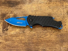MTECH - BLUE A/O Stainless Folding Pocket Knife WITH Bottle Opener A882 - Great picture