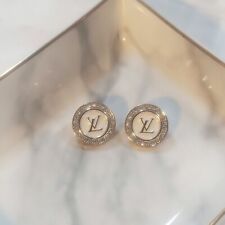 2pc Louis Vuitton 18mm Buttons White Enamel With Rhinestones picture