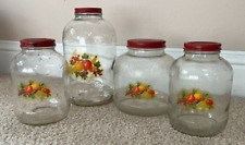Vintage 1950's Glass Fruit Jar Canister Set of 4 Farmhouse picture