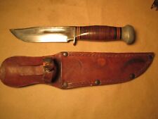 Vintage Pal Rh34 Boy Scout Knife Hunting Knife + Sheath Metal Pommel Ww2-Era picture