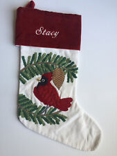 Pottery Barn Holiday Icons Cardinal Crewel Stocking STACY Mono 2021 S1 picture