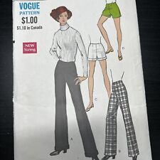 Vintage 1960s Vogue 7604 Low Waisted Shorts + Flared Pants Sewing Pattern 27 CUT picture