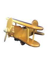 Large Handcrafted Wood Bi-Plane Airplane w/ Extra Propeller, 16