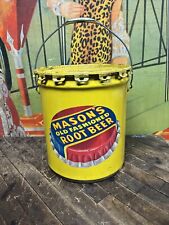 VINTAGE 1951 MASONS ROOT BEER 5 GALLON SYRUP CAN DRUM SIGN COCA COLA 7UP PEPSI picture