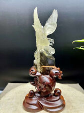 Rare Natural Citrine Quartz Crystal Carved Eagle Skull Reiki Gem Reiki Decor+S picture