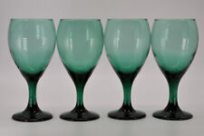 Libbey Glass Co. Teardrop Juniper Green Water Goblet 7” Vintage Set of 4 C-9 picture