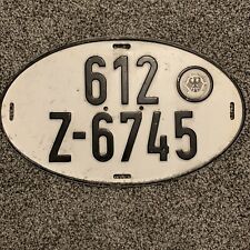 Vintage 13.5”x8” Oval West Germany License Plate 612 Z-6745 picture