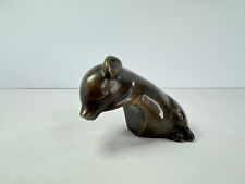 Vintage dark brass pig figurine w/ cut out picture