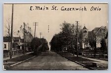 JH6/ Greenwich Ohio Postcard c1910 Norwalk East Main Street Church Homes 182 picture