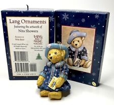 Lang & Wise Teddys & Toys Collectibles Bear Nita Showers Christmas Ornament 4” picture