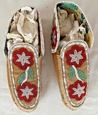 Northern Woodland American Indian Beaded Leather Moccasins picture