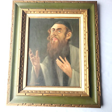 Vintage orig Jewish Oil Painting Of Rabbi With Talli  Signed Framed Balogh 20X24 picture