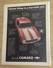 Vintage 1968 Camero Z28 Car Print Ad Man Cave Wall Art picture