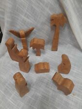 9 Piece Olive Wood Carved Figurine Nativity Set READ picture