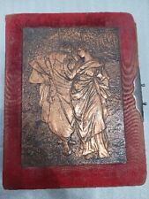 1885 Victorian Red Velvet Photo Albm Copper Embossed Cover Detailed Ornate Pages picture