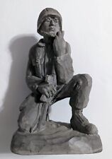 Vtg Kneeling Military War Soldier W/ Rifle Sculpture Statue Wetherbee 1991   picture