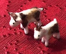 Super Tiny Miniature Artisan Flocked Pair Of Cattle Cows Farm Animals picture