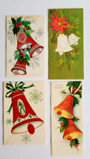 Lot 4 Vintage Beautiful Bells Nostalgic 1950s Used Christmas Cards  picture