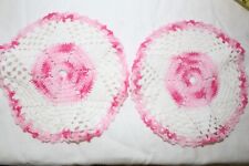 Two Vintage Hand Crocheted Pink/White Small 7