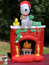 2016 Gemmy 7’ Peanuts Snoopy Fireplace Lighted Christmas Inflatable Airblown picture