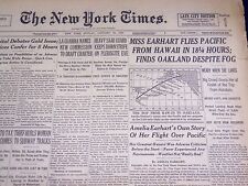 1935 JANUARY 13 NEW YORK TIMES - EARHART FLIES PACIFIC FROM HAWAII - NT 2015 picture