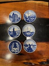 Royal Copenhagen Denmark Blue White Miniature Wall Hanging Plates - Set of 6 picture