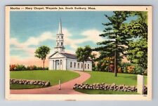 South Sudbury MA-Massachusetts, Martha-Mary Chapel, Vintage Souvenir Postcard picture