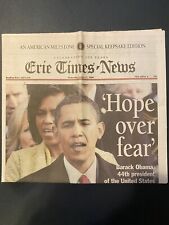 Vintage Newspaper Hope over Fear Barack Obama Erie PA January 21 2009 picture