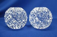 PAIR WATERFORD CRYSTALL FACETED BALL CANDLE HOLDERS SIGNED picture