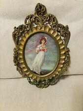 Antique Oval Glass frame with Victorian girl Pinkie made in Italy picture
