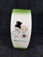Vtg Starnes California Pottery Vase 1940's Wedding Best Wishes Happy Landing picture