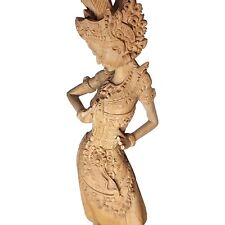 Vintage Balinese Bali Dancer Hand Carved Wood Intricate Sculpture 2.5