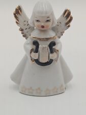 Vintage Angel Girl Figurine Playing Harp  Choir Angel MCM Japan Sweet 4 Inch picture